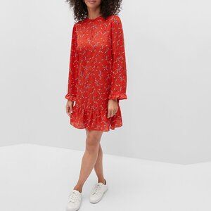 NWT BANANA REPUBLIC | Ruffle-Hem Swing Shift Dress Patterned | Sz. S